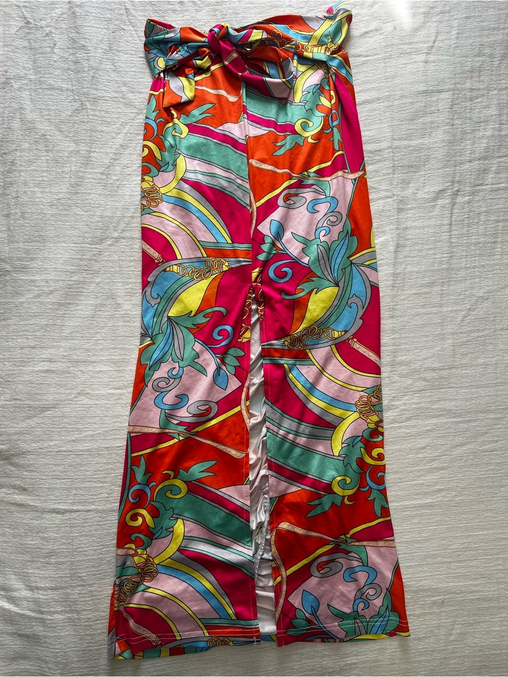 Vibrant Multicolor Printed Skirt with Front Slit